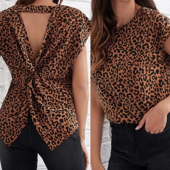 Leopard print twist back blouse - Picture 6 of 7